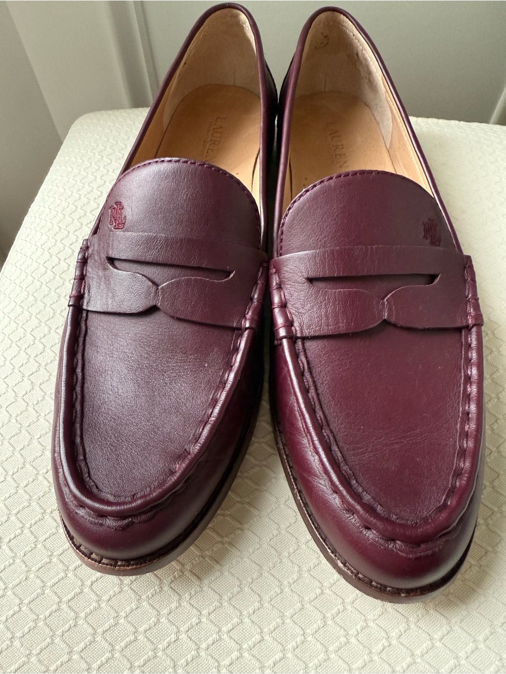Lauren Ralph Lauren Wynnie Women’s Penny Loafers in Deep Wine Leather Size 11B - Picture 7 of 10